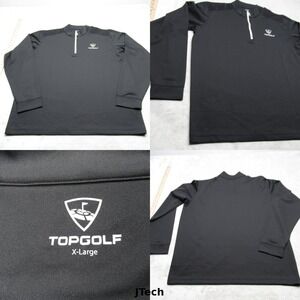 Topgolf Shirt Mens XL Black Onyx‎ Pullover Long Sleeve 1/2 Zip Employee Uniform